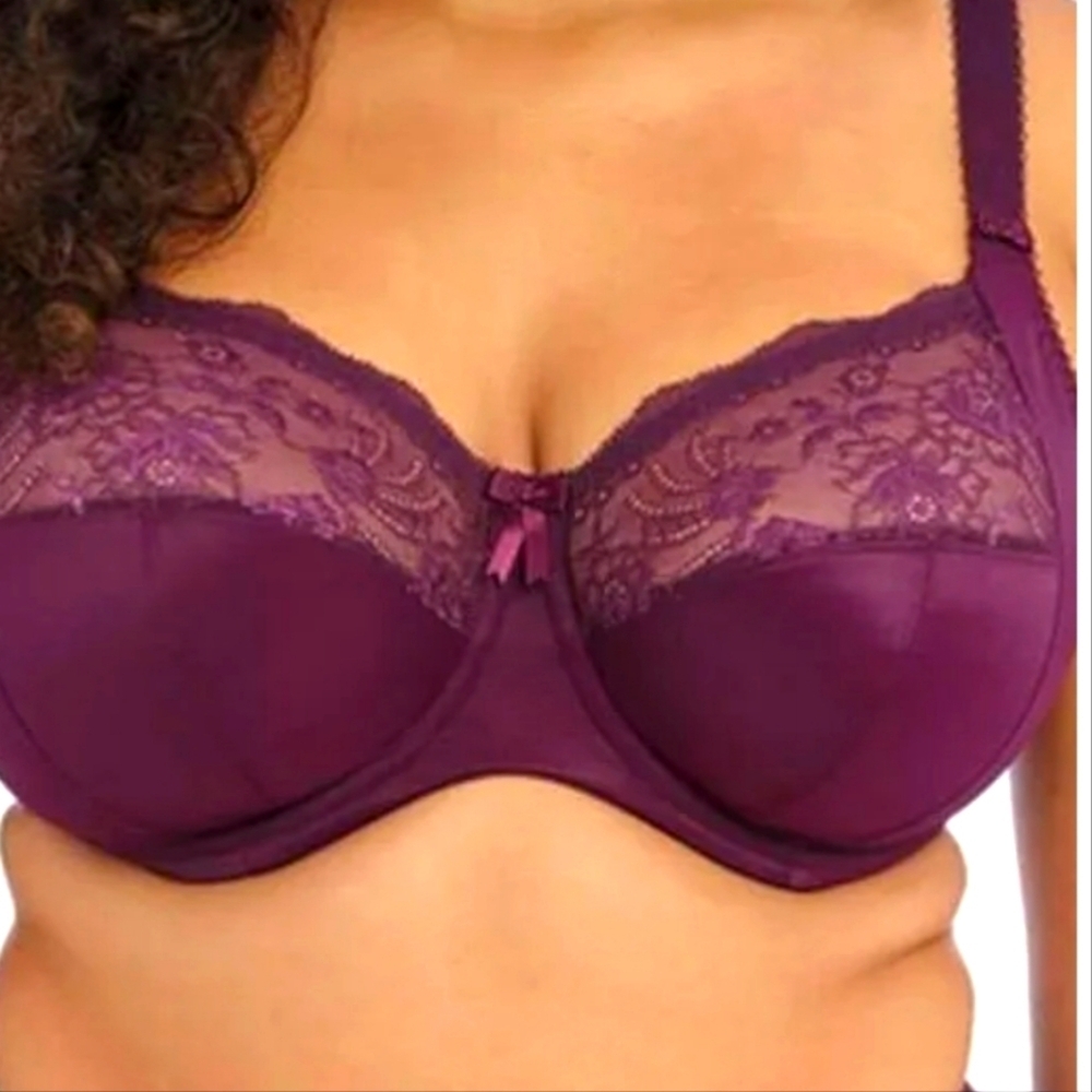 Elomi Morgan Underwire Banded Purple Lace Bra Size 36L